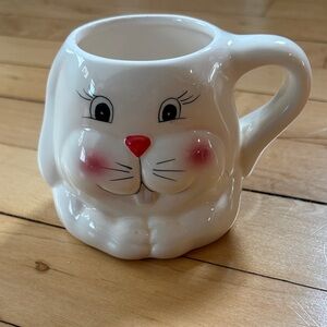 Cute Bunny Face Ceramic Mug - White with Pink Cheeks